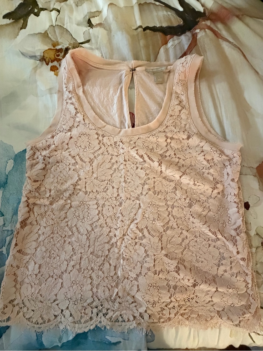 Banana Republic Pale Pink Floral Lace Sleeveless Camisole - Picture 3 of 7